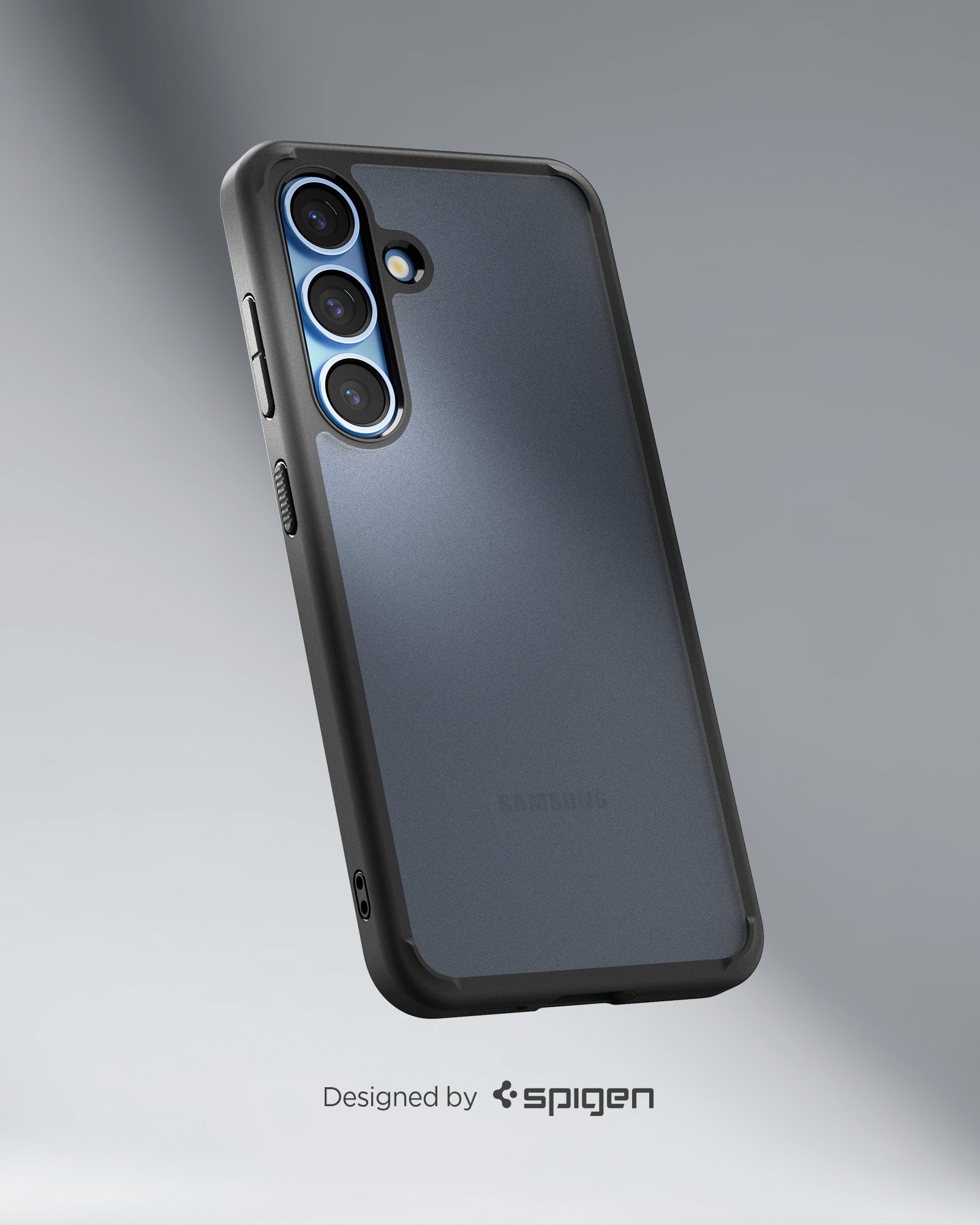 ACS08986 - Galaxy S25 Plus Case Ultra Hybrid in Frost Black showing the back, partial side and bottom