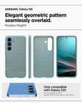 ACS09063 - Galaxy S25 Case Parallax (MagFit) in Sage Green showing the elegant geometric pattern seamlessly overlaid. Parallax MagFit. Only compatible with Galaxy S25+ and not compatible with Galaxy S25 and Galaxy S25 Ultra