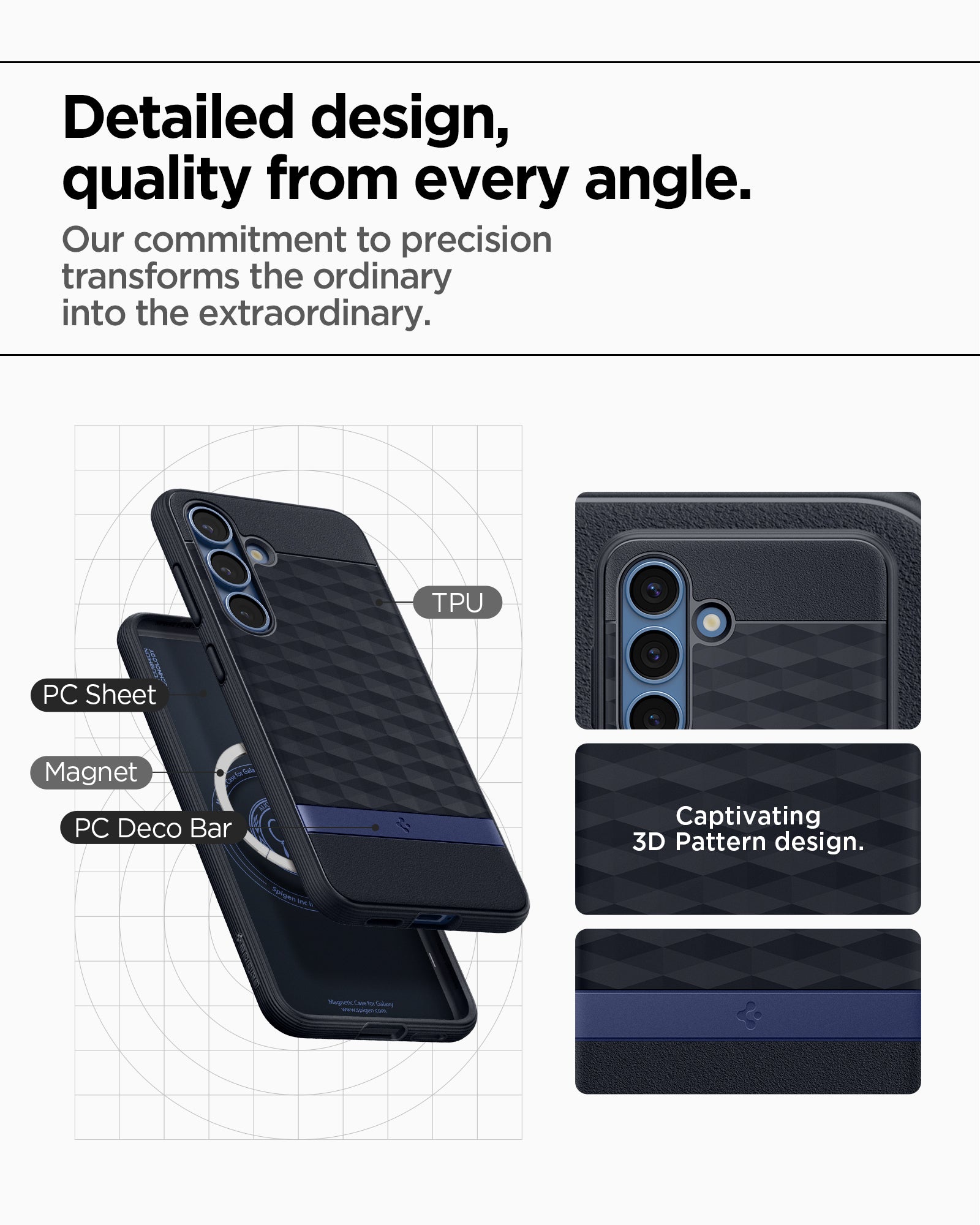 ACS09064 - Galaxy S25 Case Parallax (MagFit) in Navy Violet showing the detailed design, quality from every angle. Our commitment to precision transforms the ordinary into the extraordinary. TPU, PC Sheet, Magnet and PC Decor Bar with captivating 3D pattern design