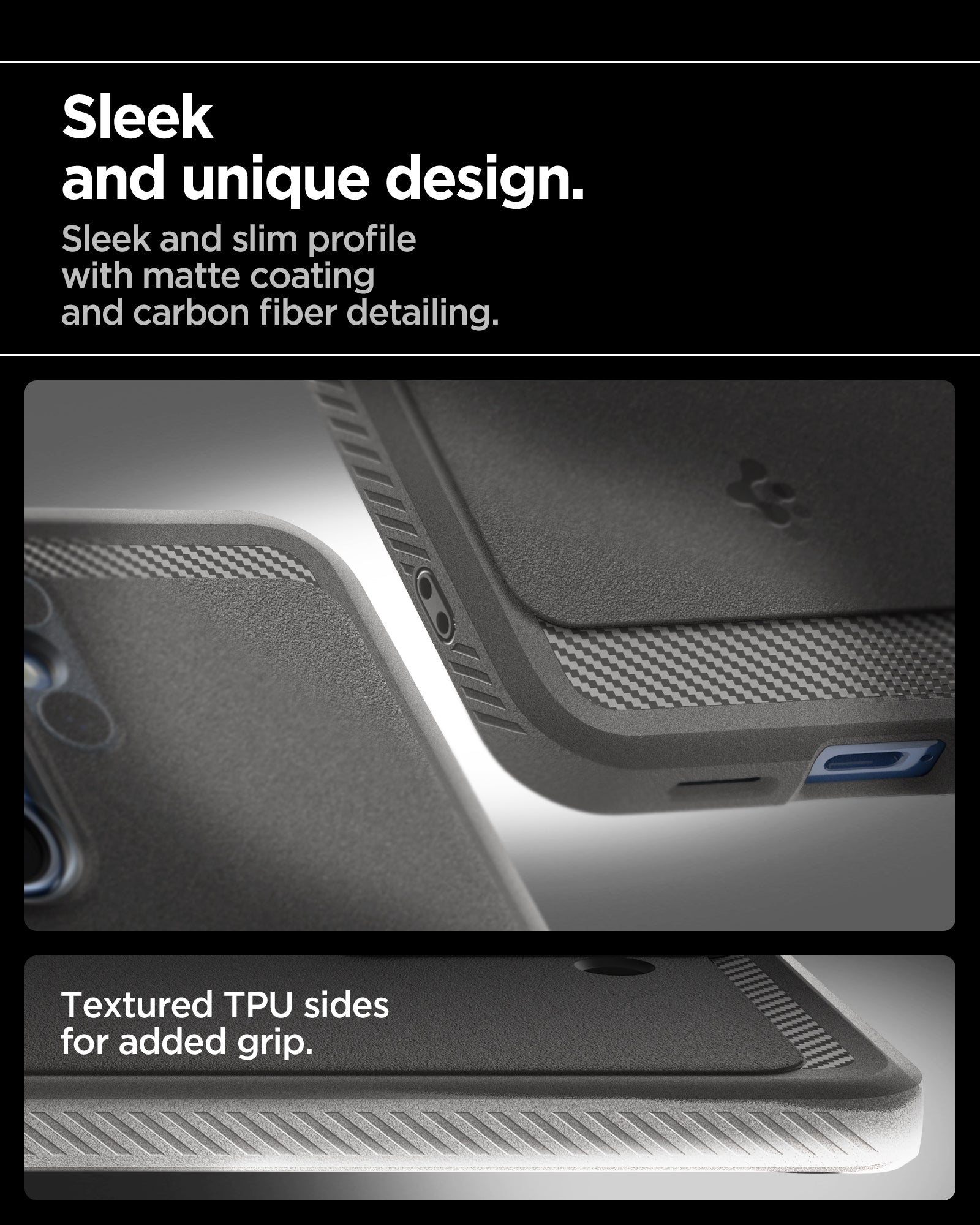 ACS08999 - Galaxy S25 Case Rugged Armor (MagFit) in Marble Gray sleek and unique design. sleek and slim profile with matte coating and carbon fiber detailing. textured tpu sides for added grip.