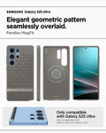 ACS09055 - Galaxy S25 Ultra Case Parallax (MagFit) in Ash Gray showing the elegant geometric pattern seamlessly overlaid. Parallax MagFit. Only compatible with Galaxy S25 Ultra and not compatible with Galaxy S25 and Galaxy S25+