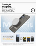 ACS09055 - Galaxy S25 Ultra Case Parallax (MagFit) in Ash Gray showing the stronger magnets for easy, securer, and snappy connectivity. Dedicated Magfit made for galaxy S25 series. *Magnetic accessories other than the dedicated Magfit may interfere with the camera lens depending on their size