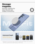 ACS09052 - Galaxy S25 Ultra Case Parallax (MagFit) in Purple-ish showing the stronger magnets for easy, securer, and snappy connectivity. Dedicated Magfit made for galaxy S25 series. *Magnetic accessories other than the dedicated Magfit may interfere with the camera lens depending on their size