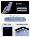 ACS09052 - Galaxy S25 Ultra Case Parallax (MagFit) in Purple-ish showing how it is engineered for a better grip. Slim, yet durable. Sound Tunnel and Additional Protection