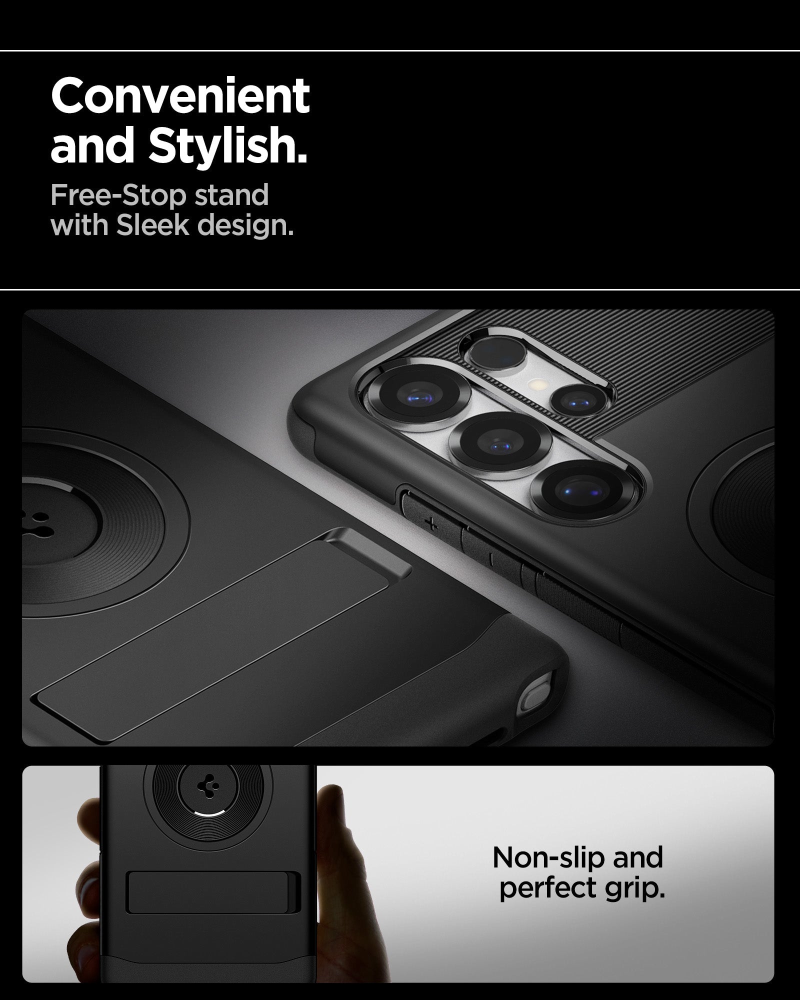 ACS08909 - Galaxy S25 Ultra Case Slim Armor (MagFit) in Black convenient and stylish. Free stop stand with sleek design. Non slip and perfect grip.
