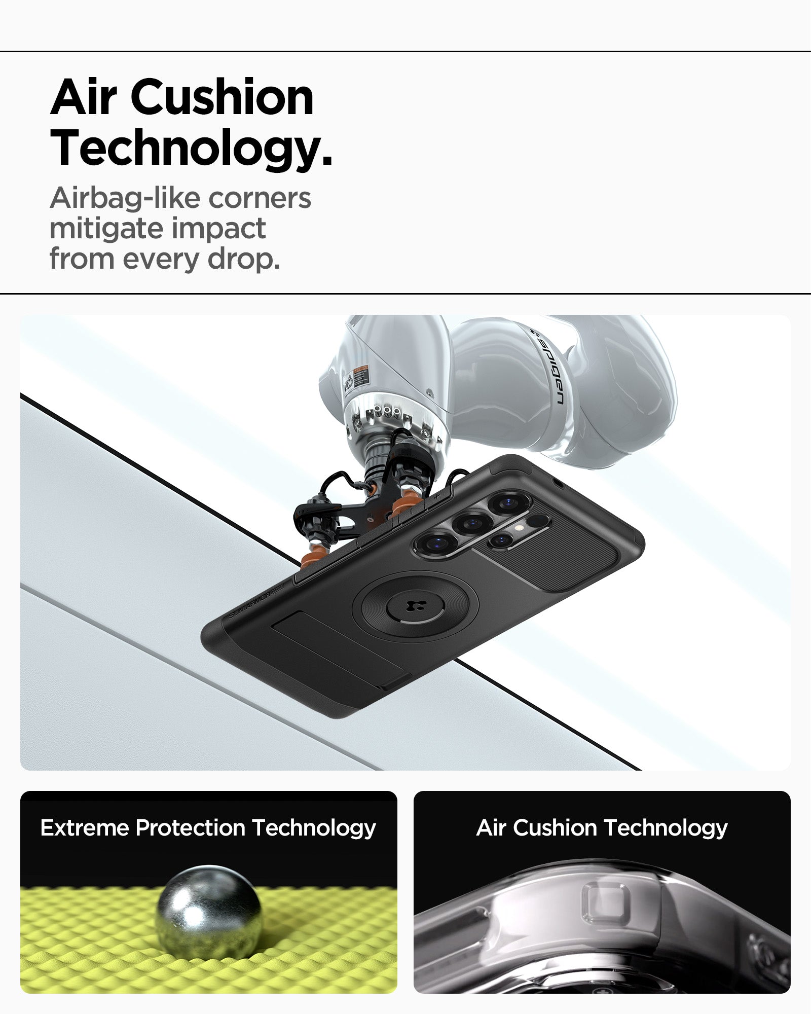 ACS08909 - Galaxy S25 Ultra Case Slim Armor (MagFit) in Black built in kick stand. Enjoy hands free usage for more productivity everyday. Slim, yet durable. Additional protection. Precise design. Tactile buttons.