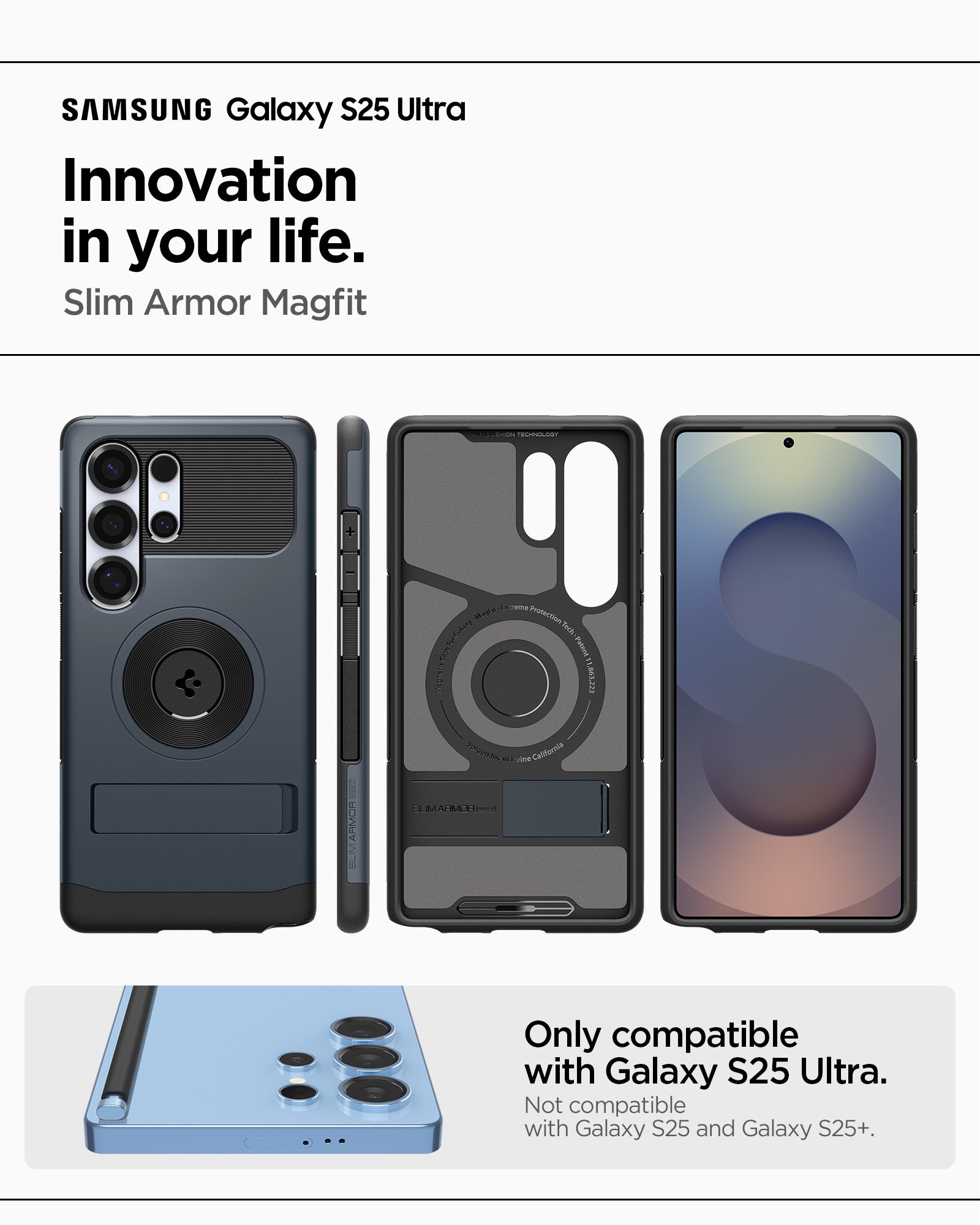 ACS08908 - Galaxy S25 Ultra Case Slim Armor (MagFit) in Metal Slate Samsung Galaxy S25 Ultra. Innovation in your life. Slim armor magfit. Only compatible with galaxy s25 ultra. Not compatible with galaxy s25 and galaxy s25+.