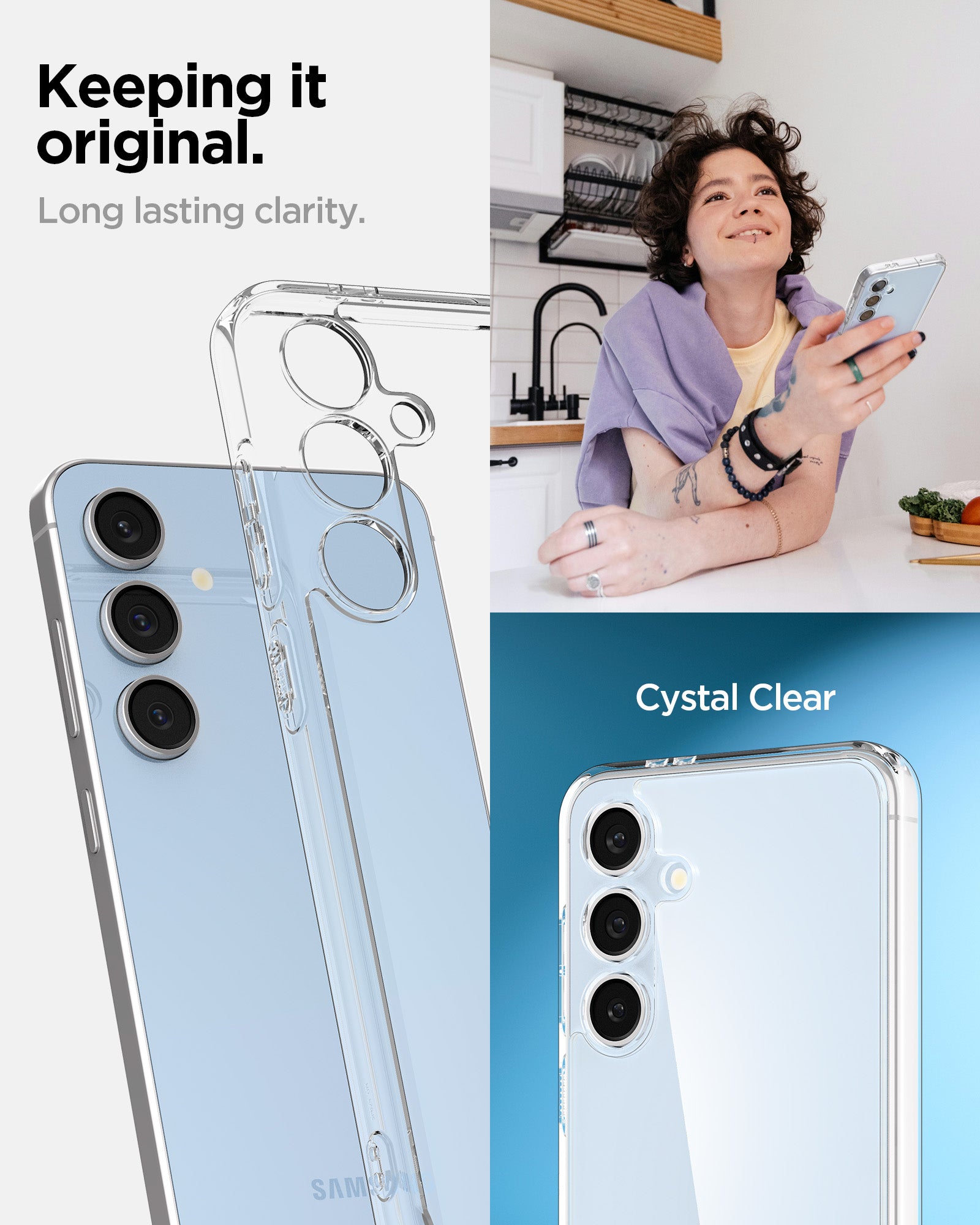 ACS08620 - Galaxy S24 FE Case Ultra Hybrid in Crystal Clear keeping it original. long lasting clarity.
