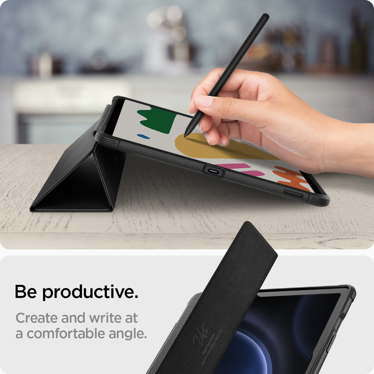 ACS06856 - Galaxy Tab S9 FE+ Case Rugged Armor Pro in black be productive. Create and write at a comfortable angle.