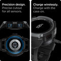 ACS03652 - Galaxy Watch 4 Classic (46mm) Case Rugged Armor Pro in charcoal gray charge wirelessly. Charge on with the case on. Precision design. Precise cutout for all sensors.