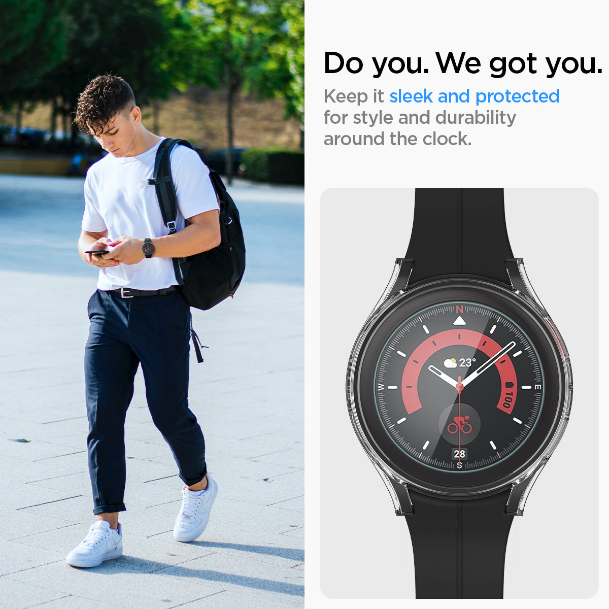 ACS05400 - Galaxy Watch 5 Pro (45mm) Case Thin Fit Glass in crystal clear do you. we got you. keep it sleek and protected for style and durability around the clock.
