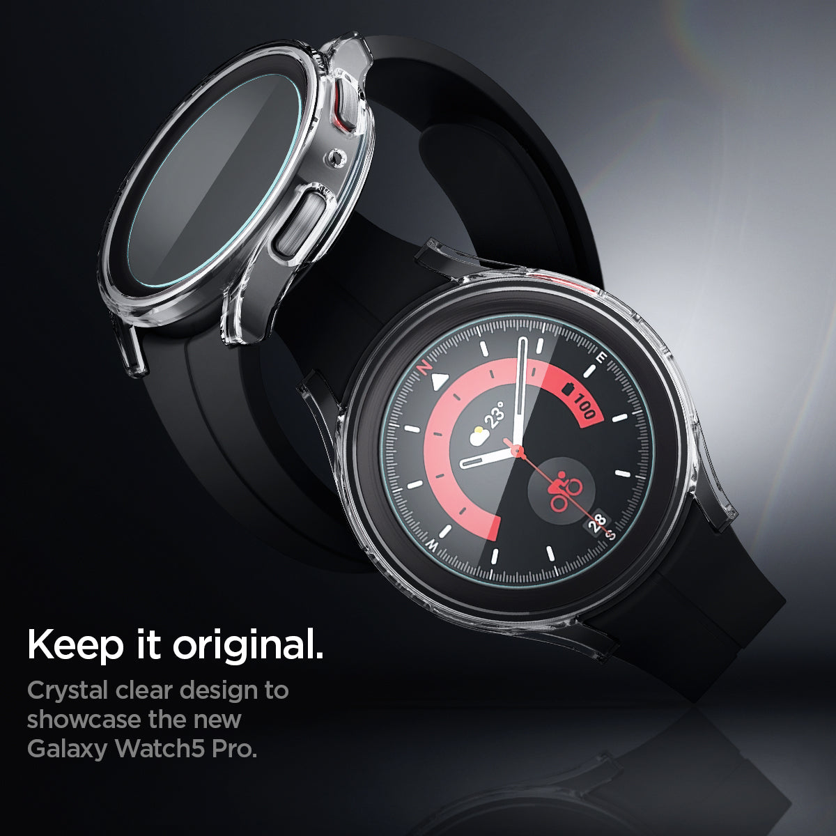 ACS05400 - Galaxy Watch 5 Pro (45mm) Case Thin Fit Glass in crystal clear keep it original. crystal clear design to showcase the new galaxy watch5 Pro.