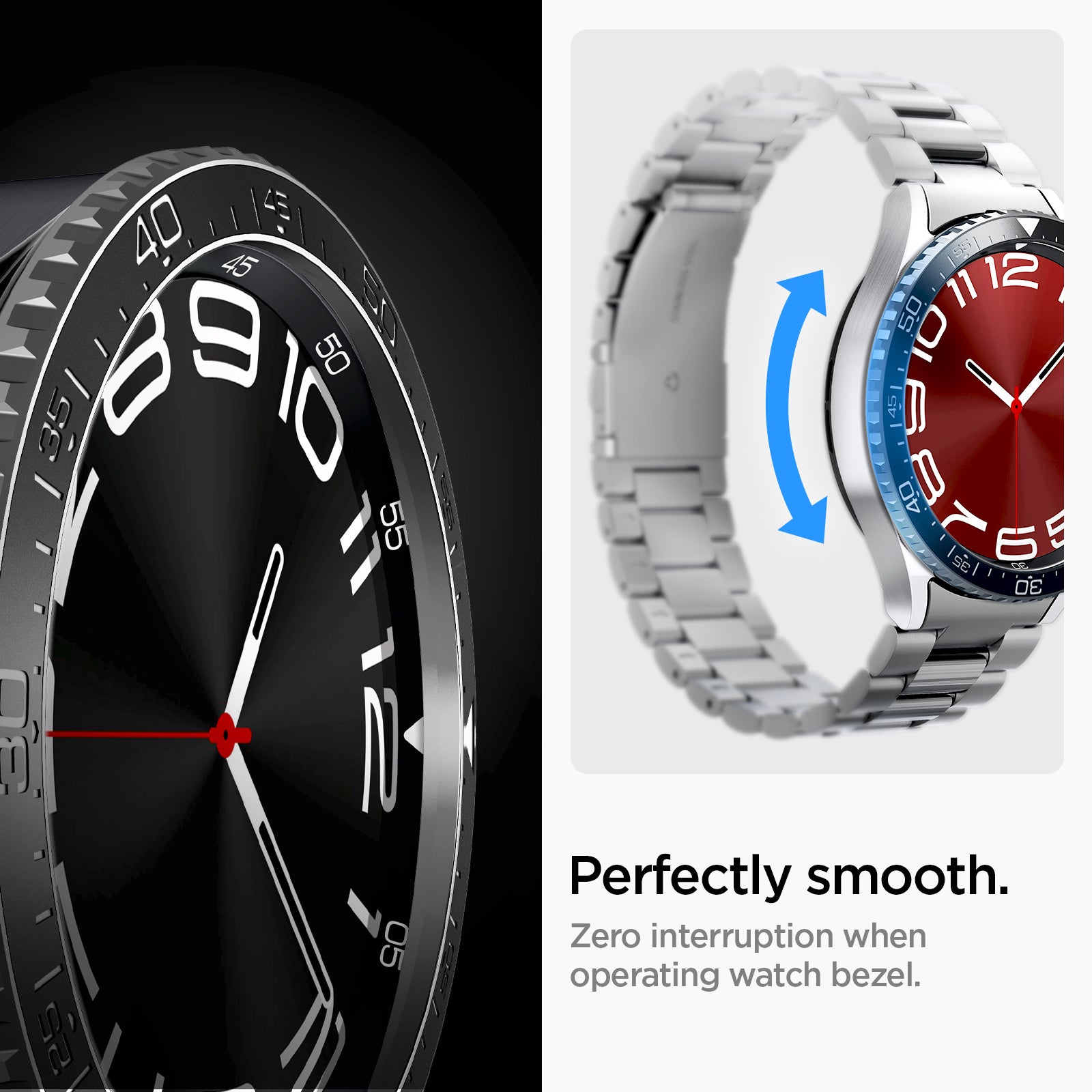ACS06863 - Galaxy Watch 6 Classic (43mm) Bezel Tune in black perfectly smooth. zero interruption when operating watch bezel.