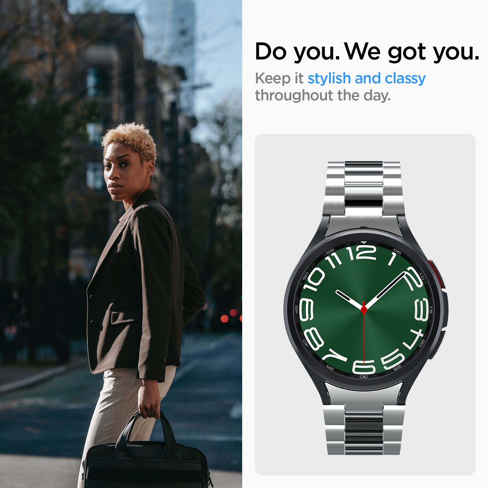 AMP06489 - Watch 6 Classic (47mm) Modern Fit 316L Band in Silver do you. we got you. keep it stylish and classy throughout the day.