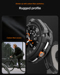 ACS10012 - Galaxy Watch 8 46mm Rugged Armor  showing bolster up with carbon fiber aesthetics. rugged profile.