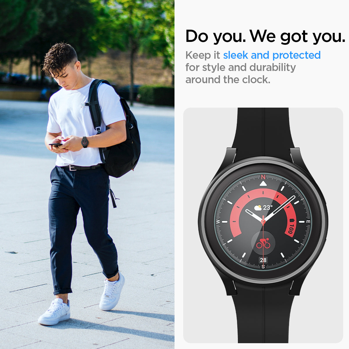 ACS05589 - Galaxy Watch 5 Pro (45mm) Case Thin Fit Glass in black do you. we got you. keep it sleek and protected for style and durability around the clock.