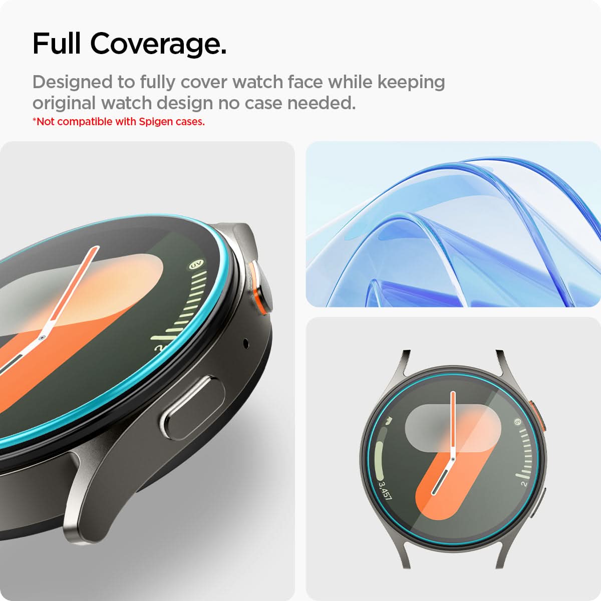 AGL08351 - Galaxy Watch 7 (40mm) GLAS.tR EZ Fit in Clear full coverage. Designed to fully cover watch face while keeping original watch design no case needed (not compatible with spigen cases)