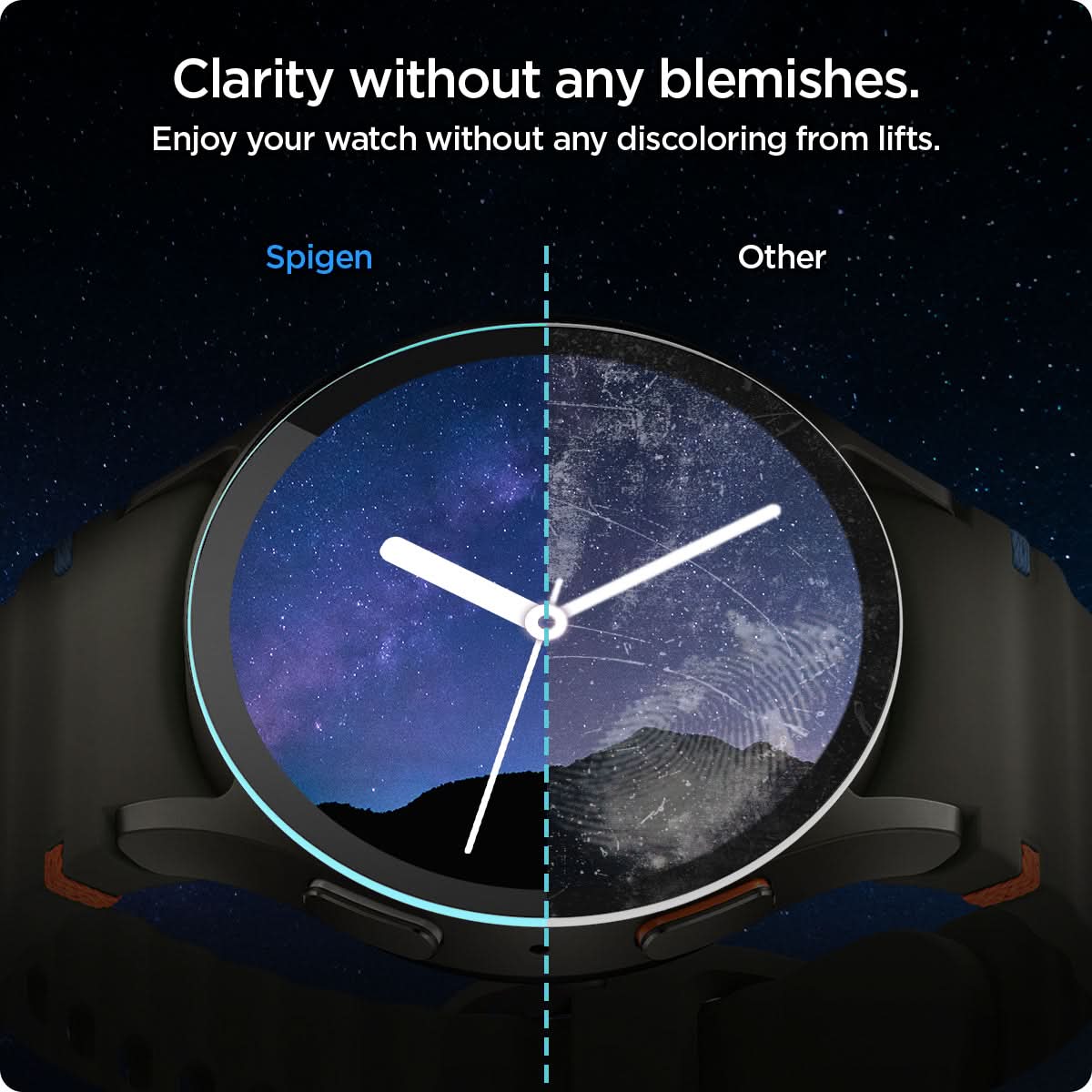 AGL08351 - Galaxy Watch 7 (40mm) GLAS.tR EZ Fit in Clear clarity without any blemishes. Enjoy your watch without any discoloring from lifts.