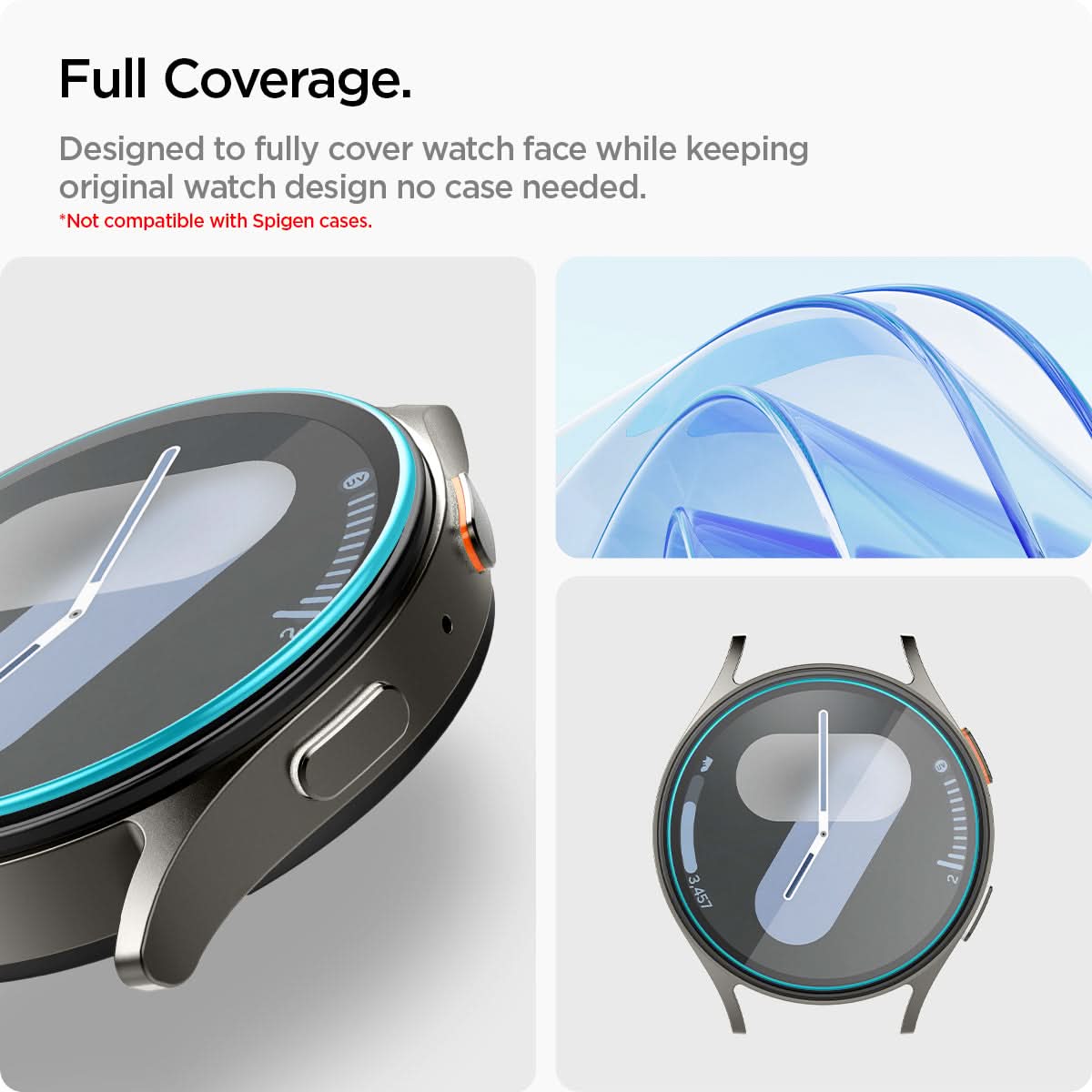 AGL08350 - Galaxy Watch 7 (44mm) GLAS.tR EZ Fit in Clear full coverage. Designed to fully cover watch face while keeping original watch design no case needed (not compatible with spigen cases)