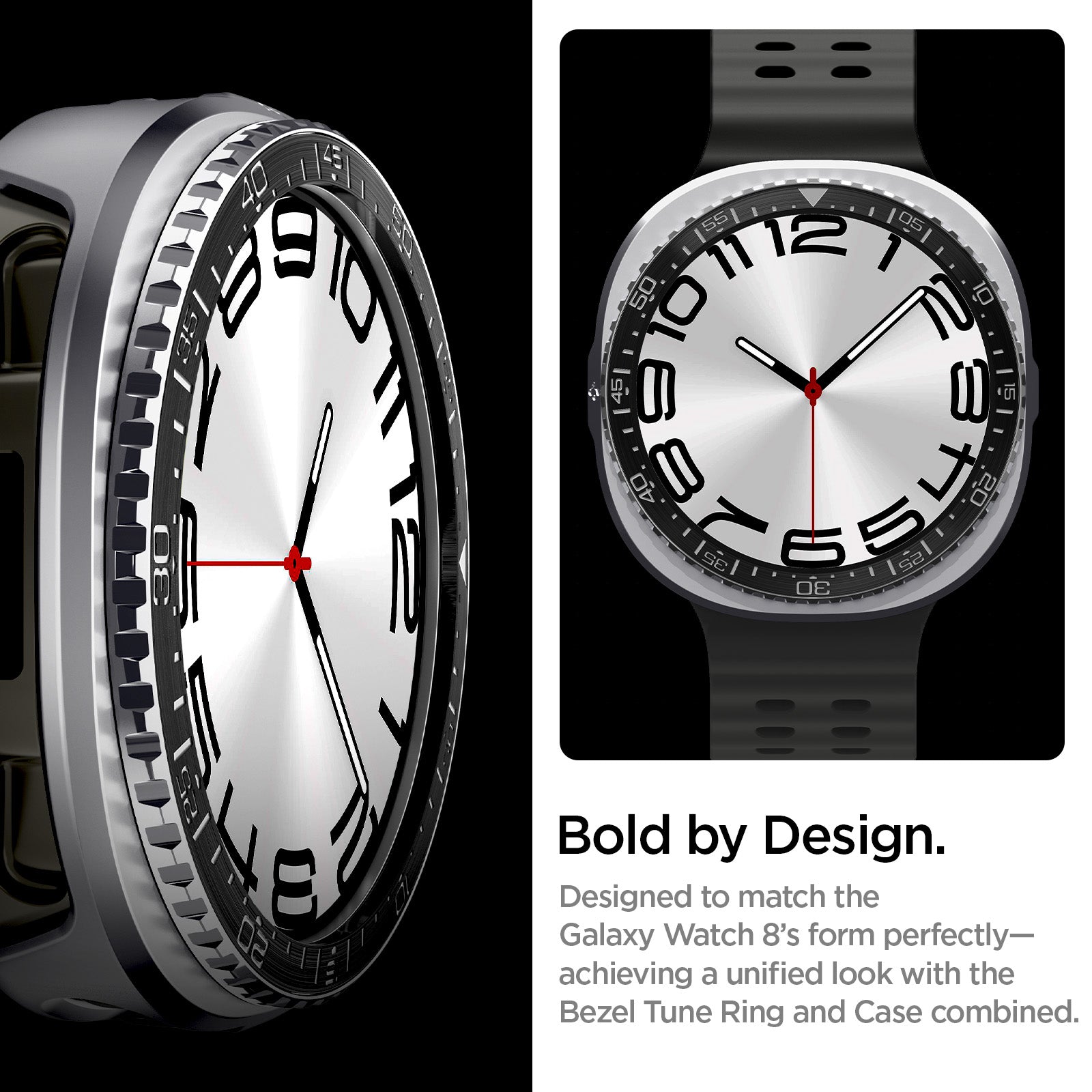 ACS10010 - Galaxy Watch 8 Bezel Tune Pro in black showing bold by design. designed to match the galaxy watch 8's form perfectly achieving a unified look with the bezel tune ring and case combined