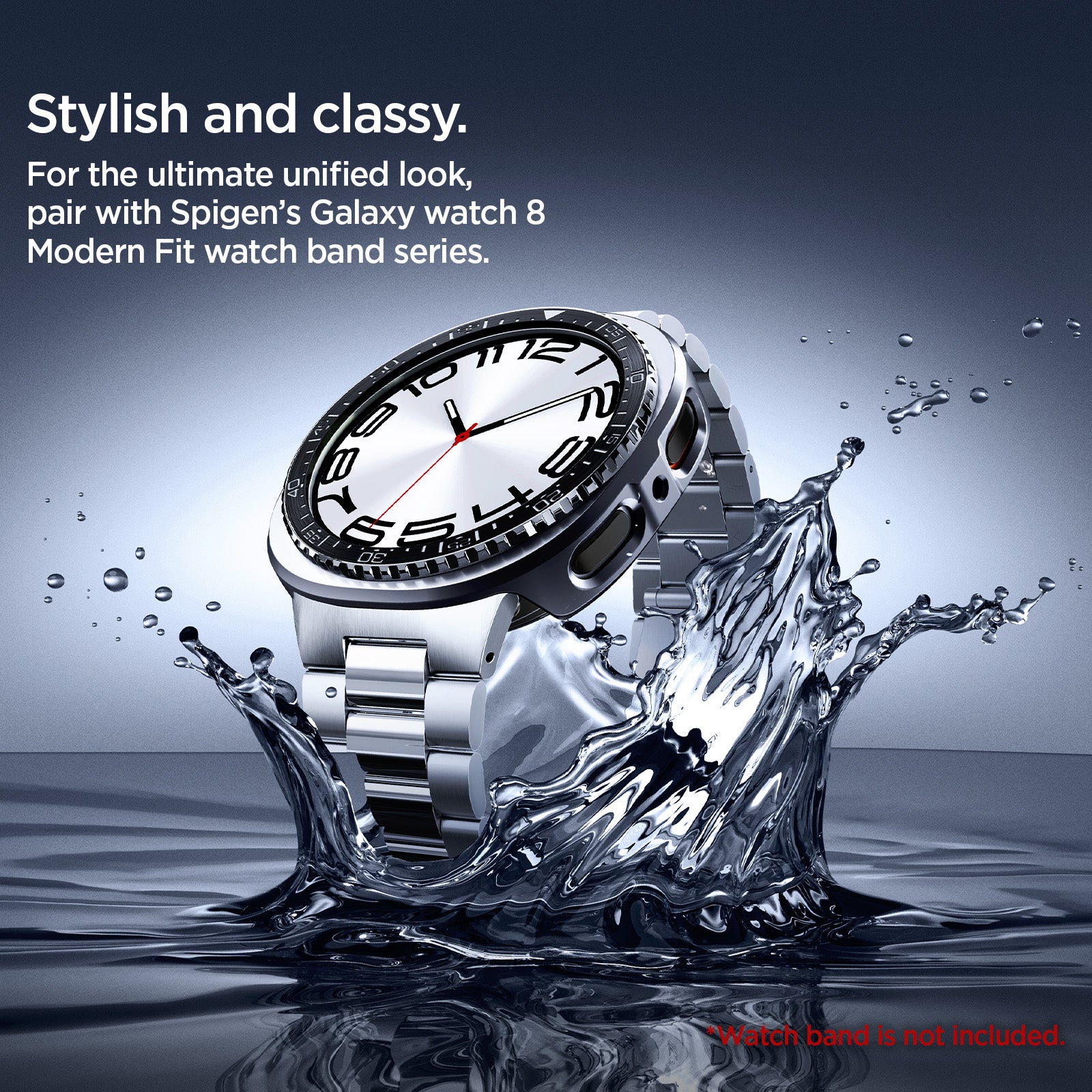 ACS10010 - Galaxy Watch 8 Bezel Tune Pro in black showing stylish and classy. For the ultimate unified look, pair with spigen's galaxy watch 8 modern fit band series. watch band is not included.