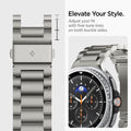 AMP10122 - Galaxy Watch 8 Series Modern Fit Titanium showing elevate your style. adjust your fit with fine tune links on both buckle sides
