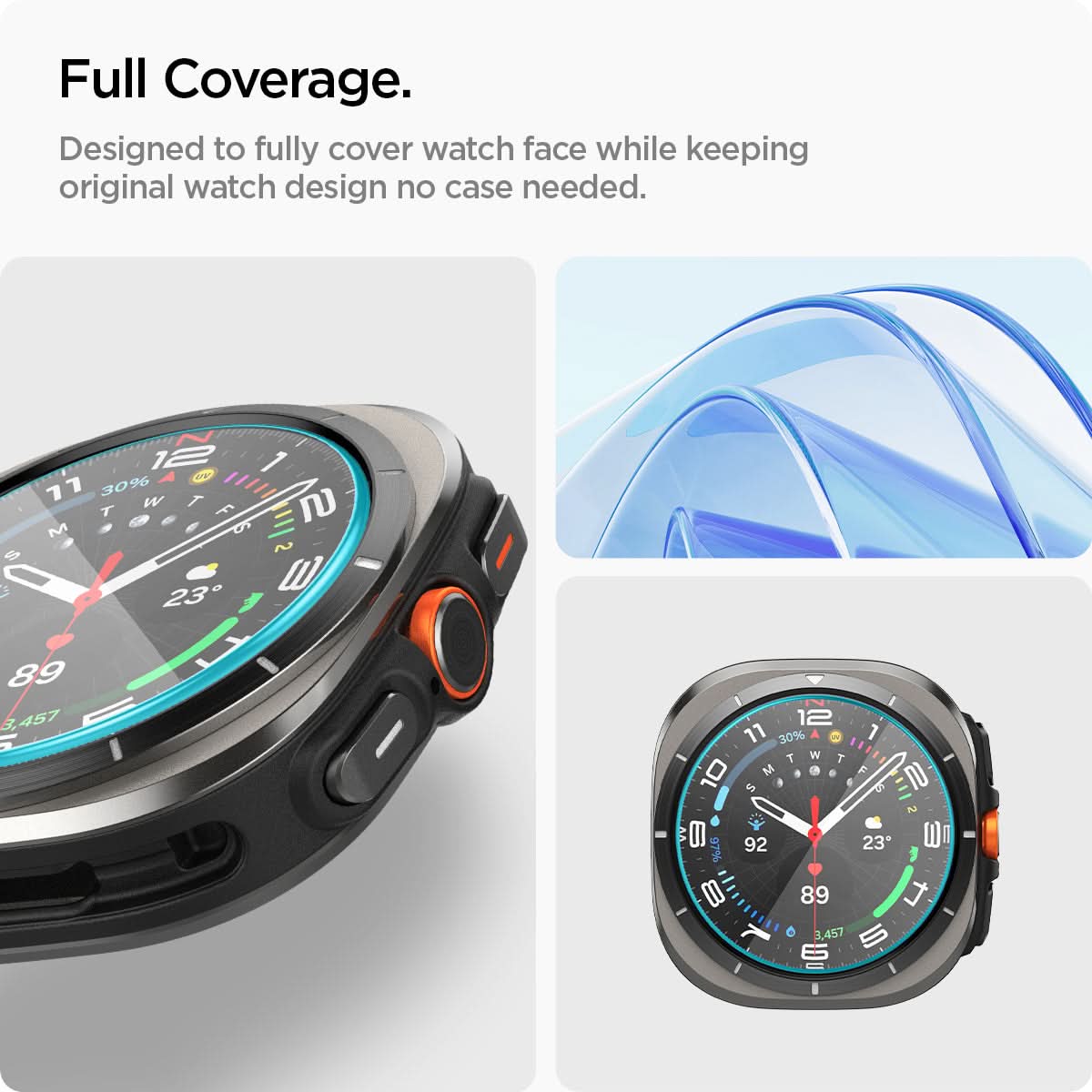 AGL08349 - Watch Ultra (47mm) GLAS.tR EZ Fit in Clear full coverage. Designed to fully cover watch face while keeping original watch design no case needed (not compatible with spigen cases)