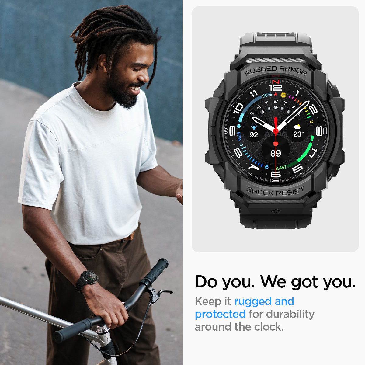 ACS08427 - Galaxy Watch Ultra (47mm) Rugged Armor Pro in Matte Black do you. we got you. keep it rugged and protected for durability around the clock.