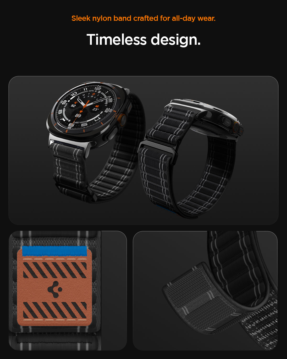 AMP10146 - Galaxy Watch Ultra WBF0 in black showing sleek nylon band crafted for all day wear. timeless design