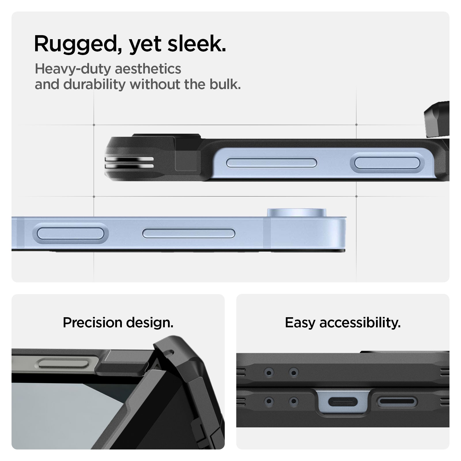 ACS09807 - Galaxy Z Flip 7 FE Series Tough Armor Pro (MagFit) in black rugged, yet sleek. Heavy duty aesthetics and durability without the bulk. Precision design. Easy accessibility.