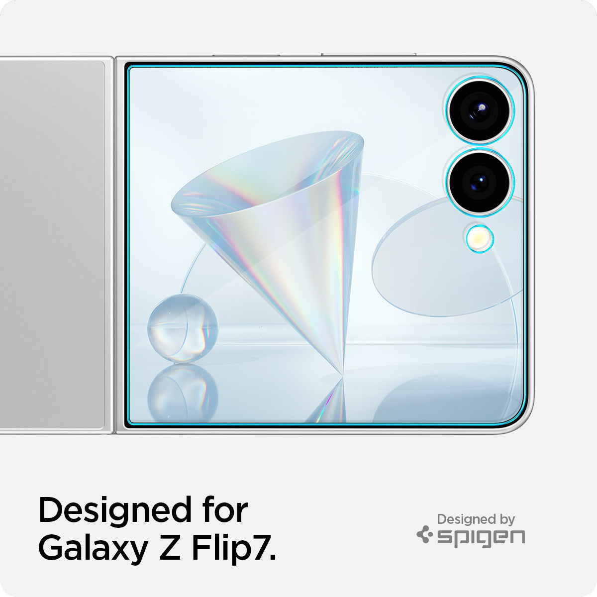AGL09582 - Galaxy Z Flip 7 Screen Protector EZ Fit GLAS.tR showing designed for Galaxy Z Flip 7