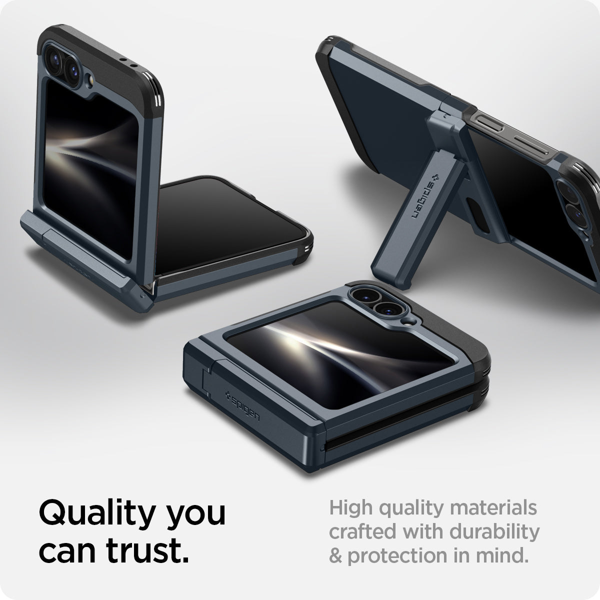 ACS08292 - Galaxy Z Flip 6 Case Tough Armor Pro in Metal Slate showing the quality you can trust. High quality materials crafted with durability & protection in mind