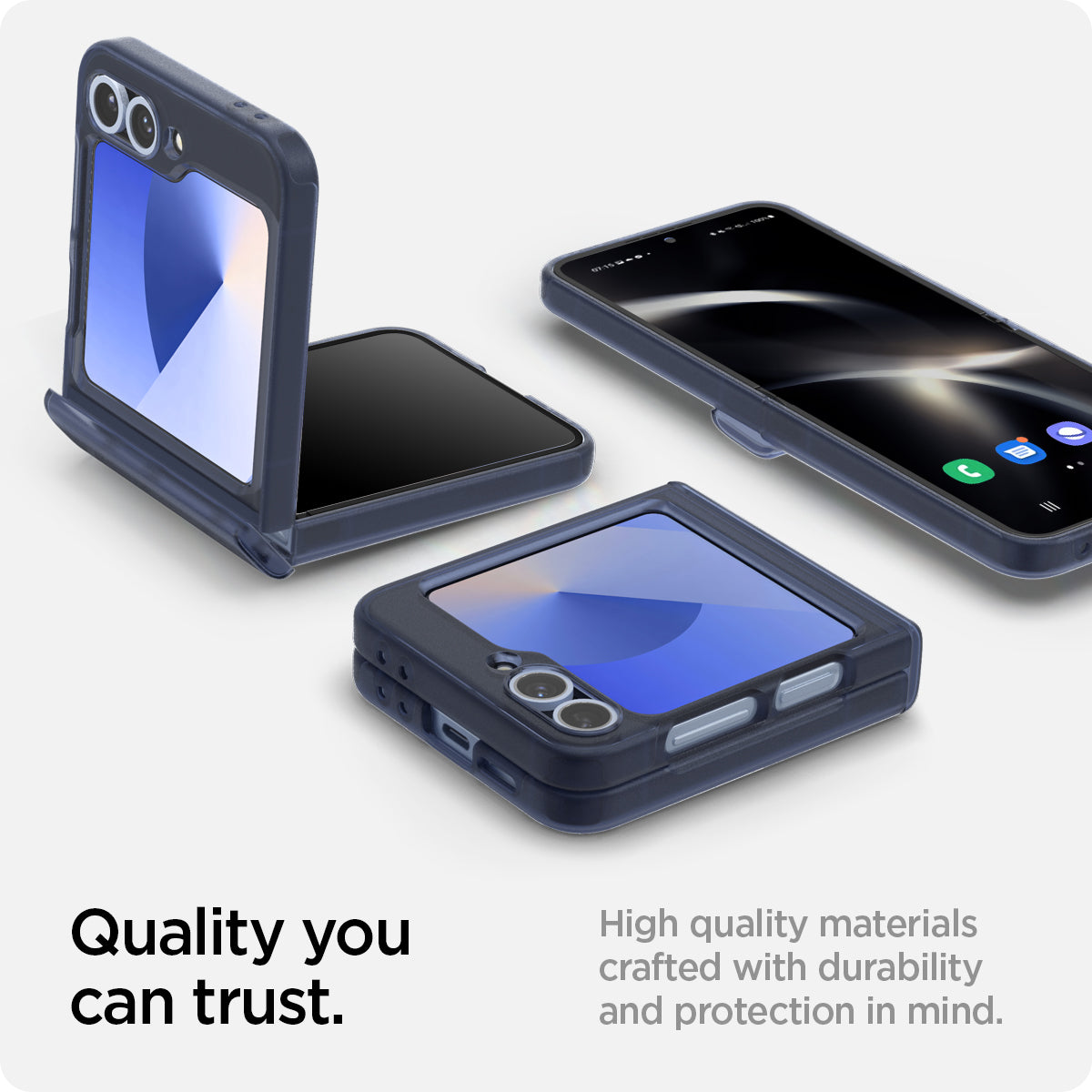 ACS08288 - Galaxy Z Flip 6 Case Ultra Hybrid Pro in Frost Navy Blue showing the quality you can trust. High quality materials crafted with durability and protection in mind