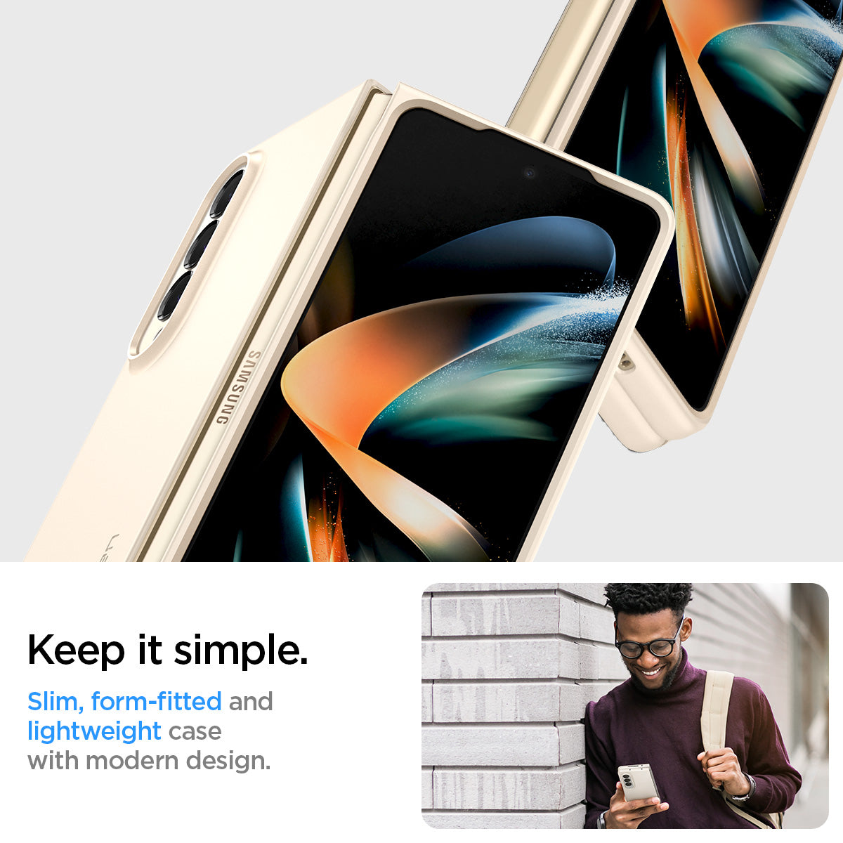 ACS05510 - Galaxy Z Fold 4 Case AirSkin in pearled ivory keep it simple. slim form fitted and lightweight case with modern design.