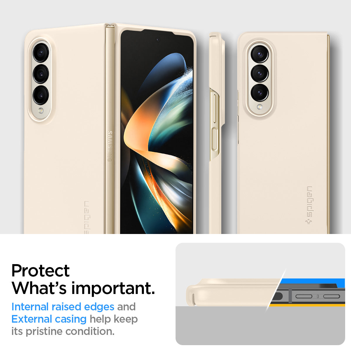 ACS05510 - Galaxy Z Fold 4 Case AirSkin in pearled ivory protect what's important. Internal raised edges and external casing help keep is pristine condition.