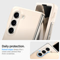 ACS06210 - Galaxy Z Fold 5 Case Thin Fit Pro in pearled ivory showing the daily protection. Raised edges keeps the screen and camera free from scratches