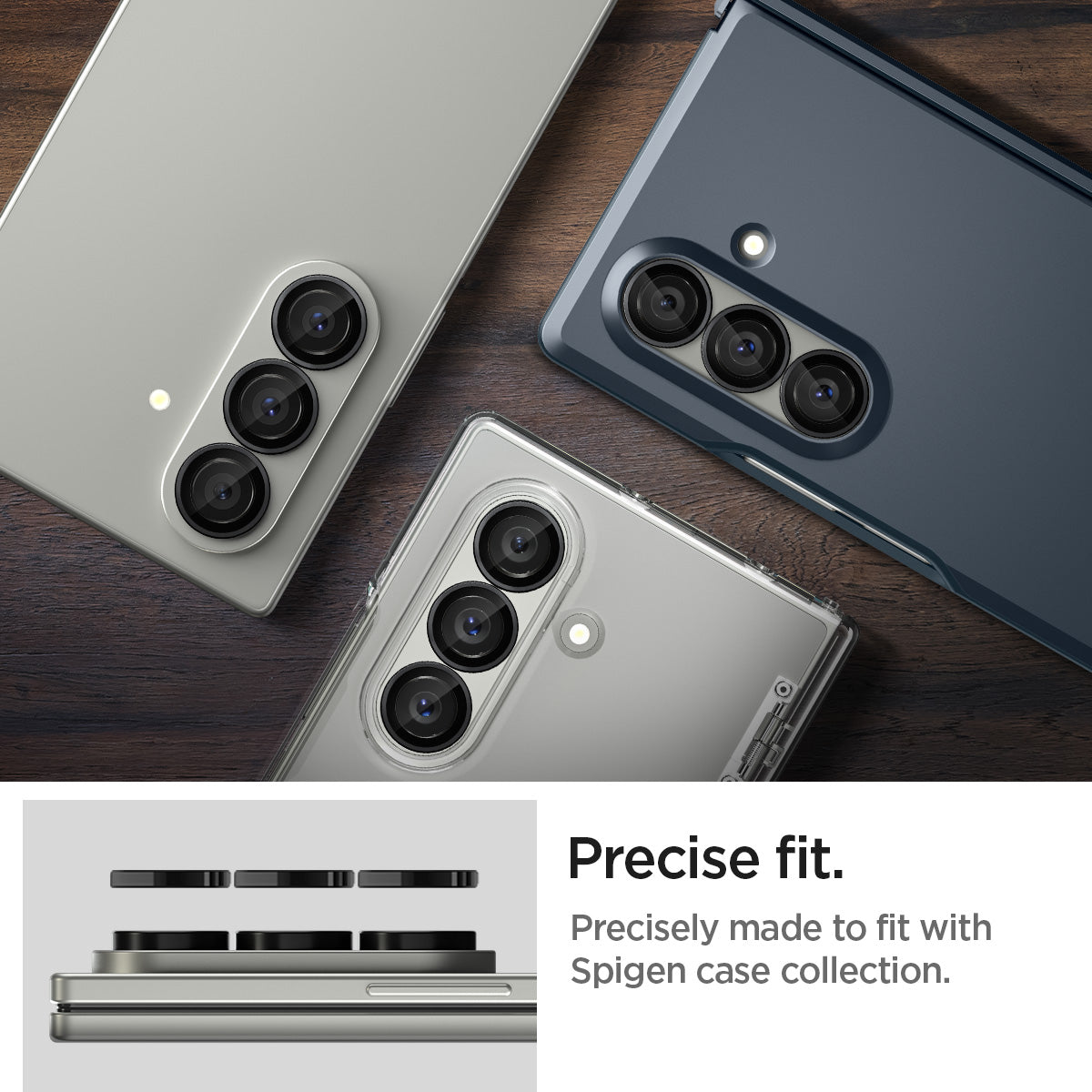 AGL09578 - Galaxy Z Fold 7 Optik Pro EZ Fit showing the precise fit. Precisely made to fit with Spigen case collection