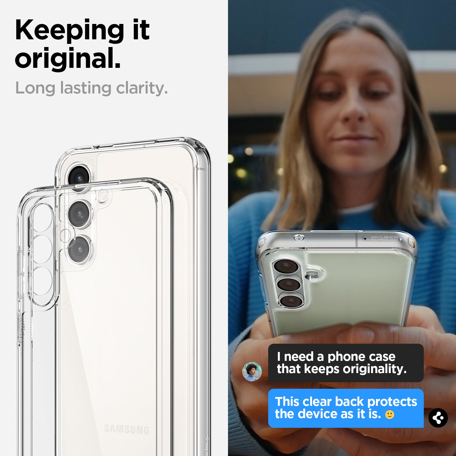 ACS06371 - Galaxy S23 FE Case Ultra Hybrid in crystal clear keeping it original. long lasting clarity.