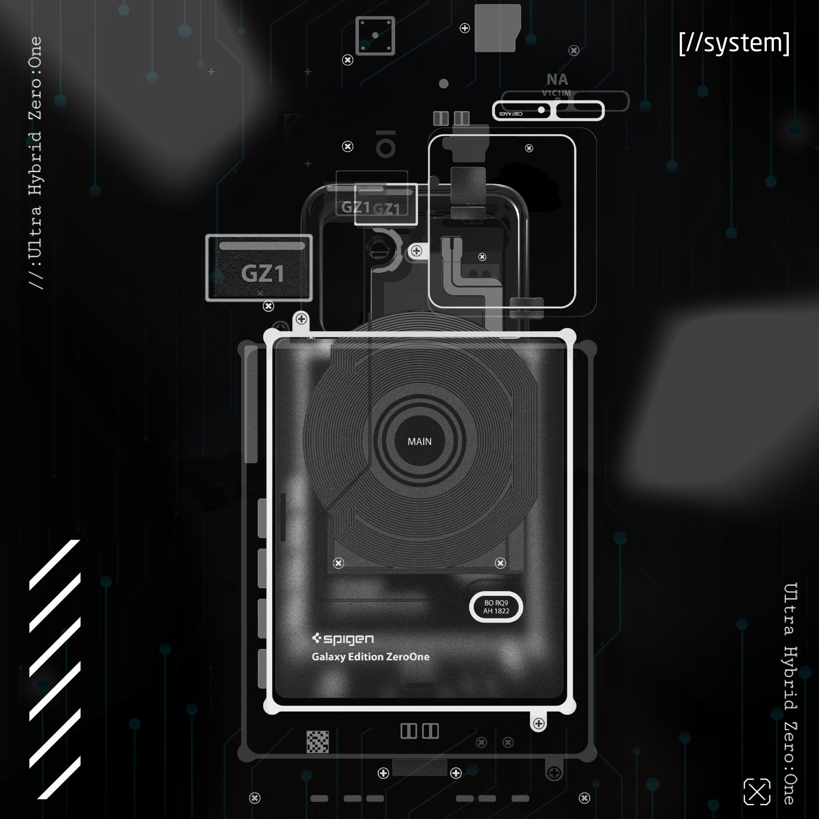 ACS06372 - Galaxy S23 FE Case Ultra Hybrid in zero one one showing back. ultra hybrid zero one.
