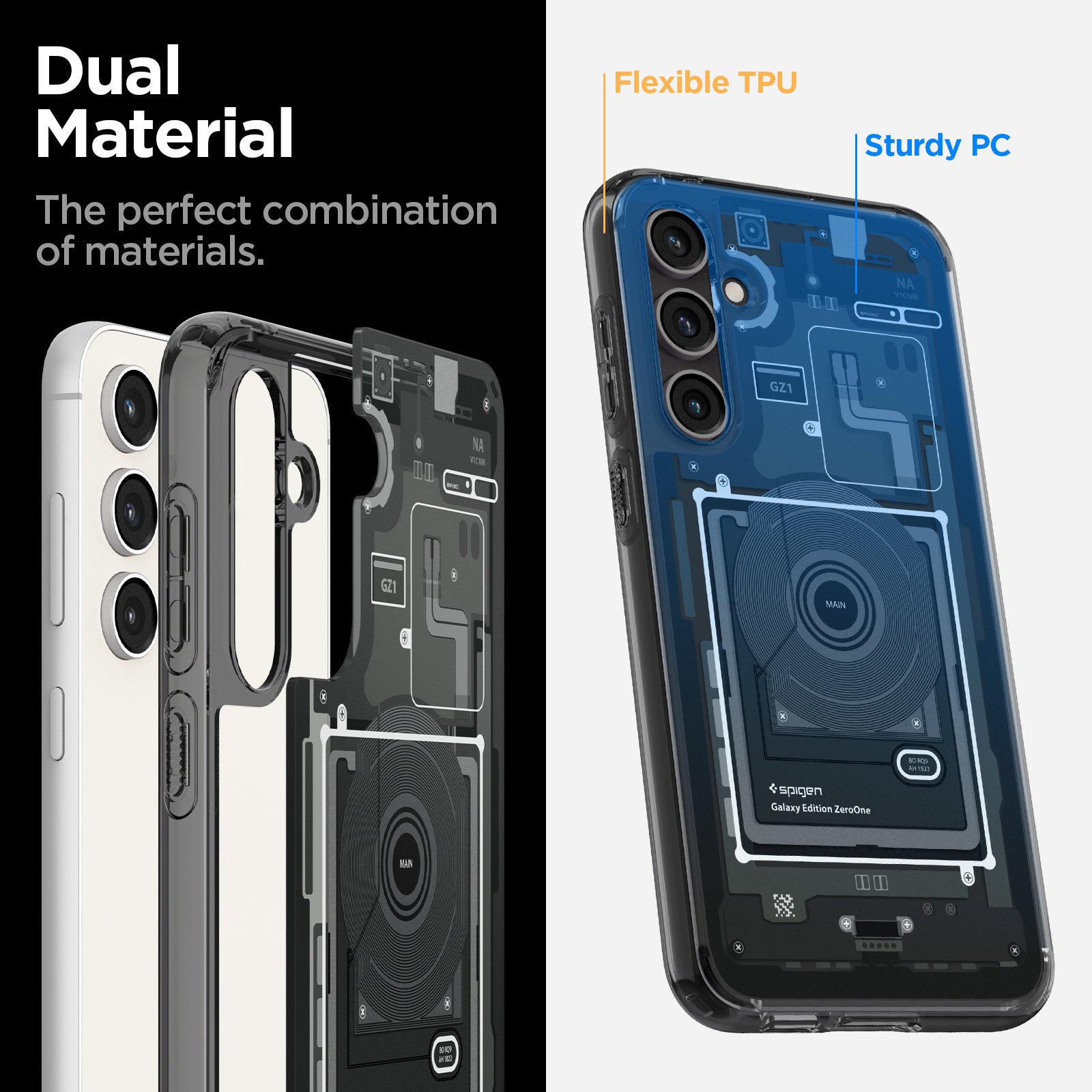 ACS06372 - Galaxy S23 FE Case Ultra Hybrid in zero one dual material the perfect combination of materials. flexible tpu, sturdy pc.