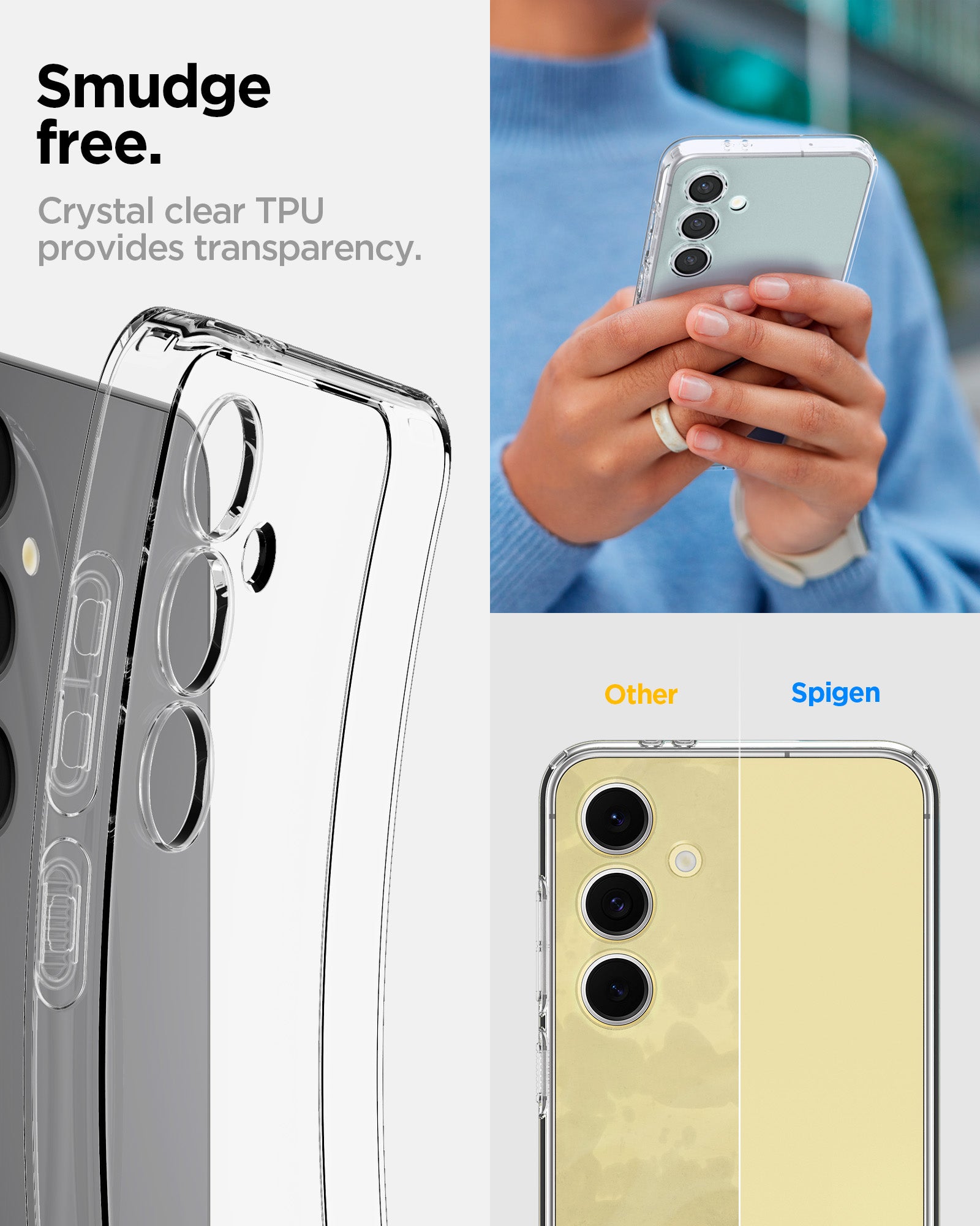 ACS08616 - Galaxy S24 FE Case Liquid Crystal in Crystal Clear smudge free. crystal clear tpu provides transparency.