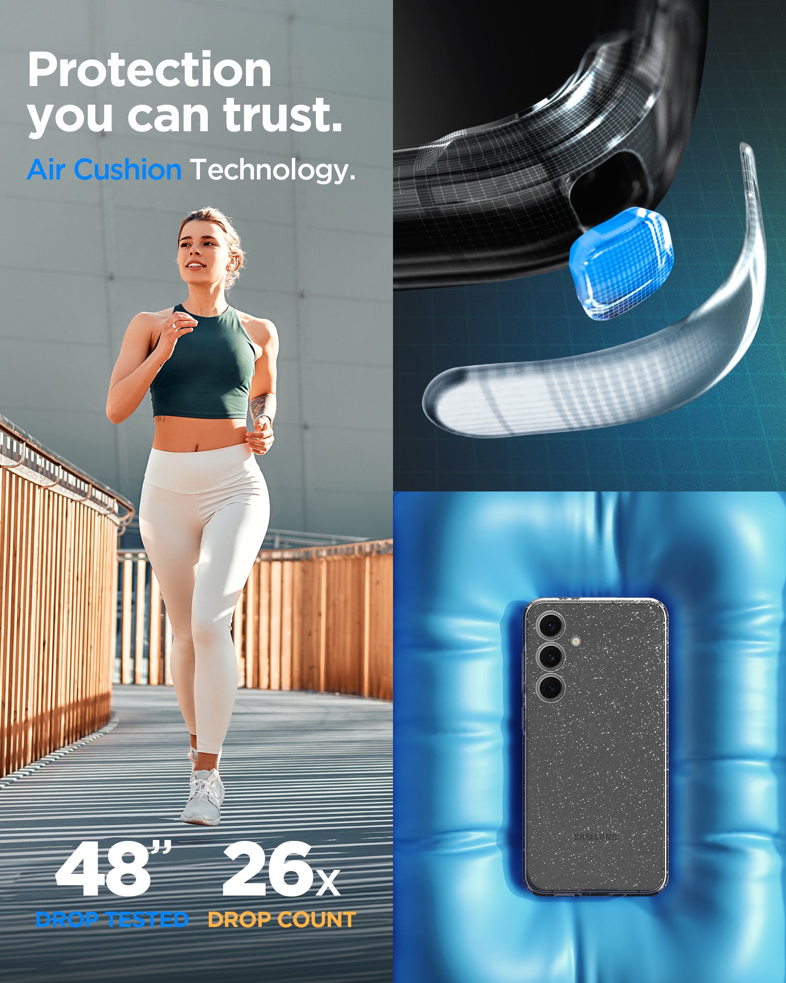 ACS08617 - Galaxy S24 FE Case Liquid Crystal Glitter in Crystal Quartz protection you can trust. air cushion technology.