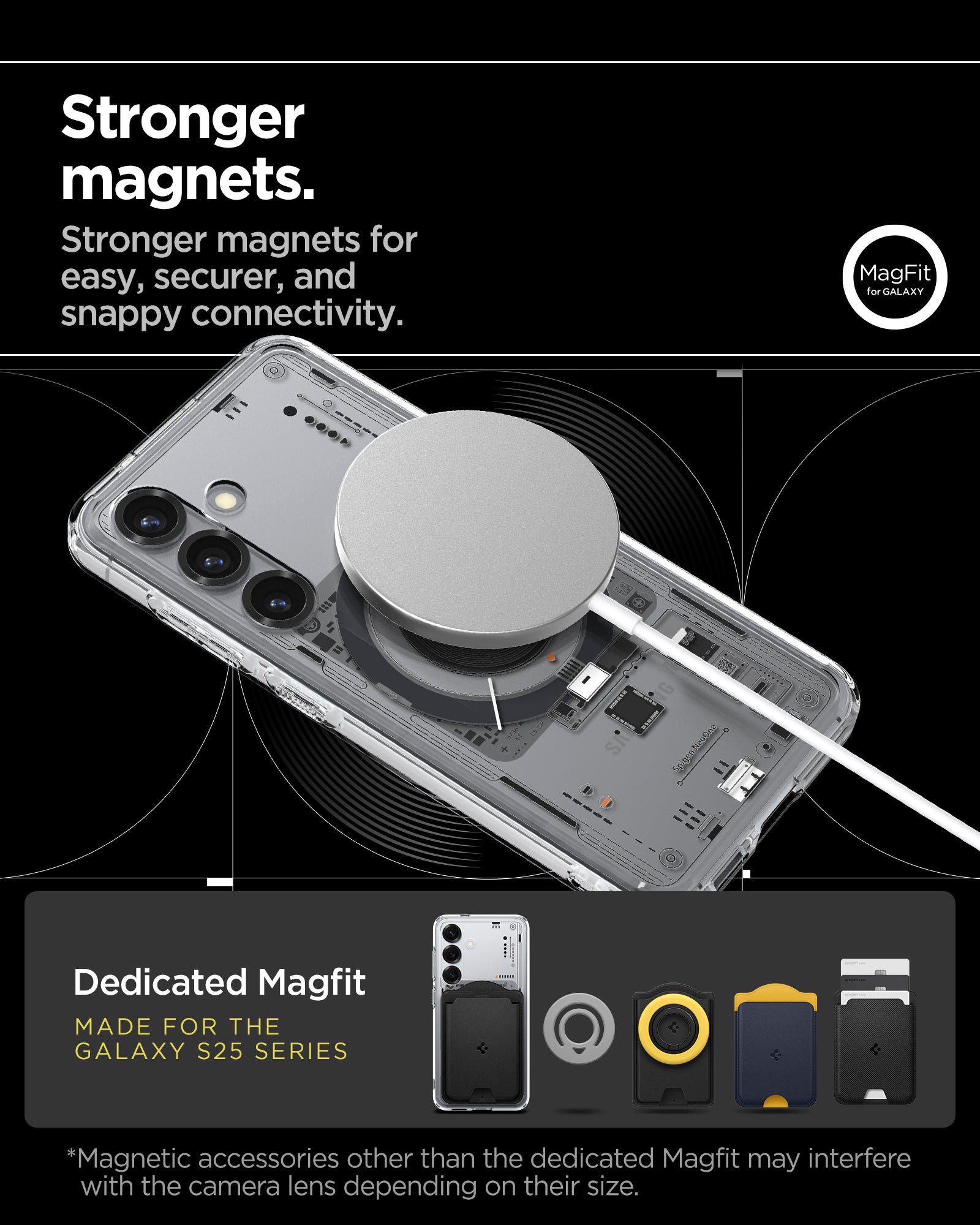 ACS09470 - Galaxy S25 Case Ultra Hybrid Metal Ring Neo One (MagFit) in Neo One stronger magnets. stronger magnets for easy securer and snappy connectivity
