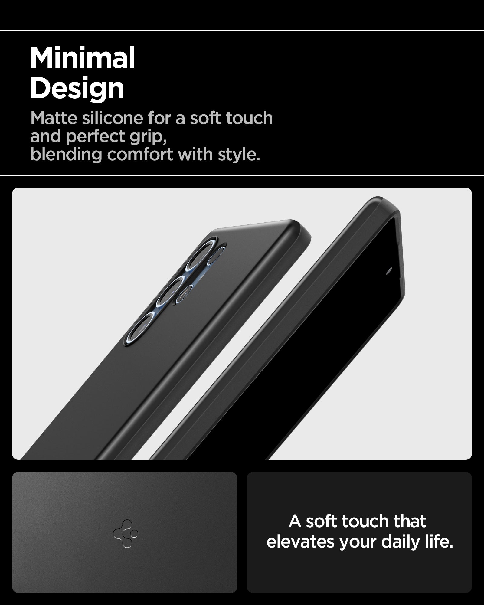 ACS08946 - Galaxy S25 Ultra Case Thin Fit (MagFit) in Black showing the minimal design. Matte silicone for a soft touch and perfect grip, blending comfort with style. A soft touch that elevates your daily life