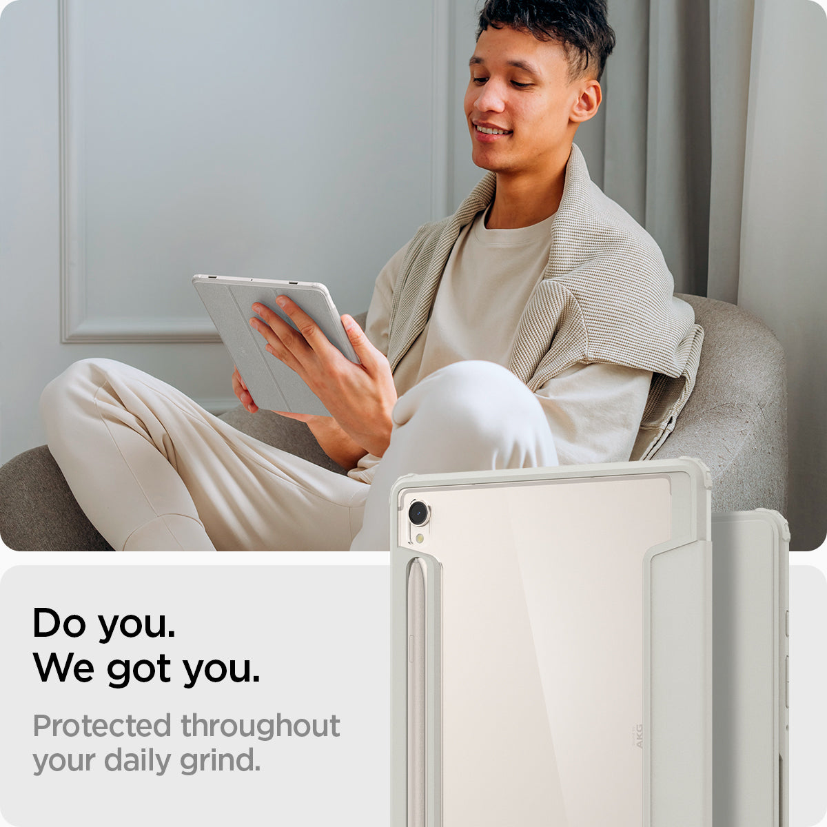 ACS06838 - Galaxy Tab S9 Case Ultra Hybrid Pro in gray do you. we got you. protected throughout your daily grind.