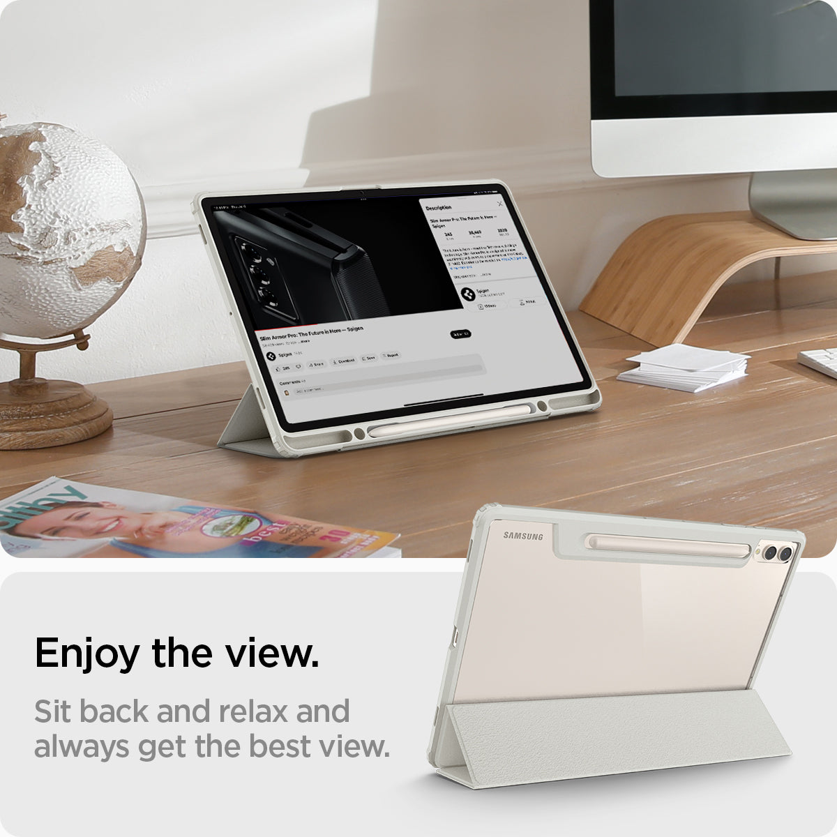 ACS06836 - Galaxy Tab S9+ Case Ultra Hybrid Pro in gray enjoy the view. Sit back and relax and always get the best view.