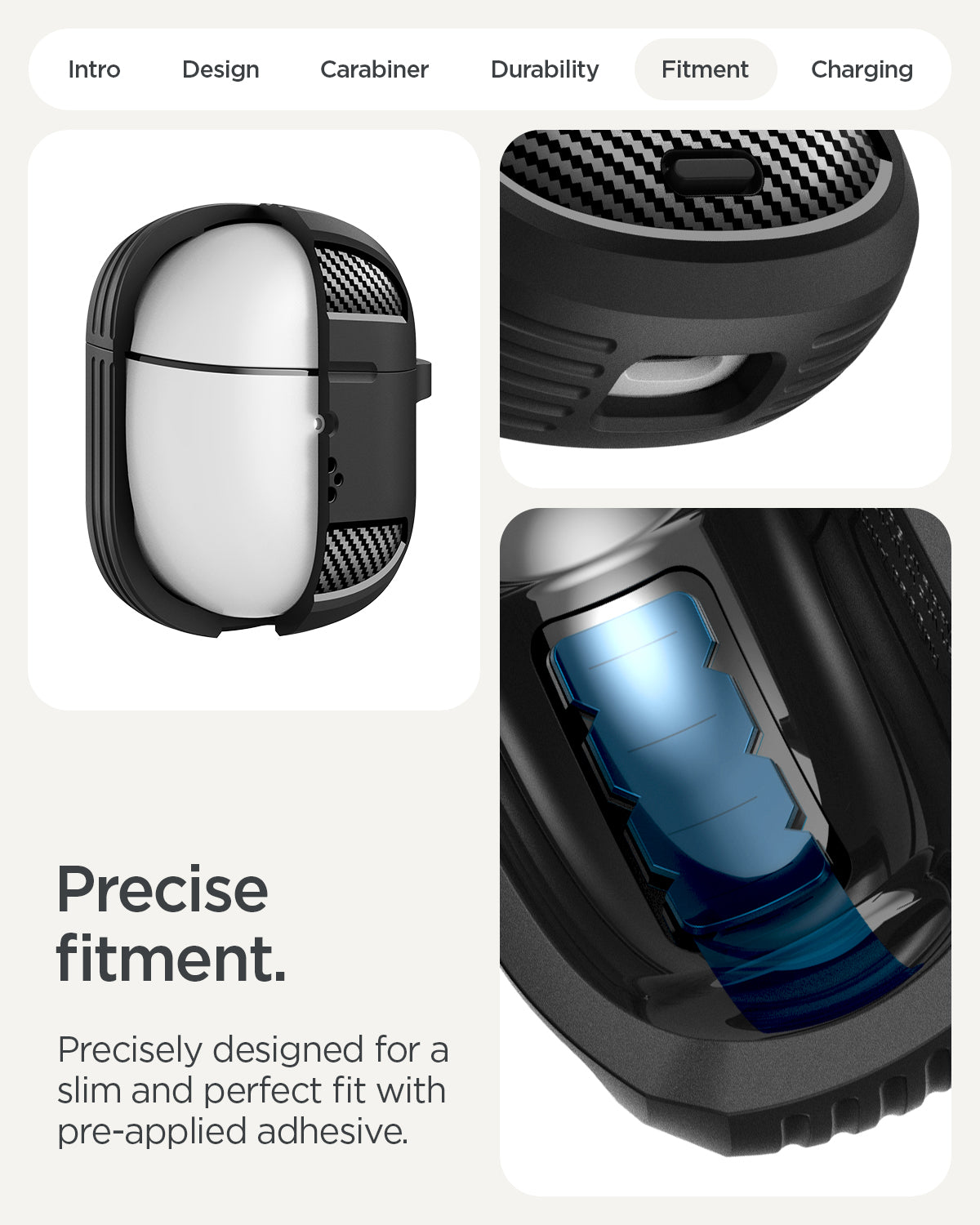 ACS09480 - GBAb Case Rugged Armor in black showing the precise fitment. Precisely designed for a slim and perfect fit with pre-applied adhesive