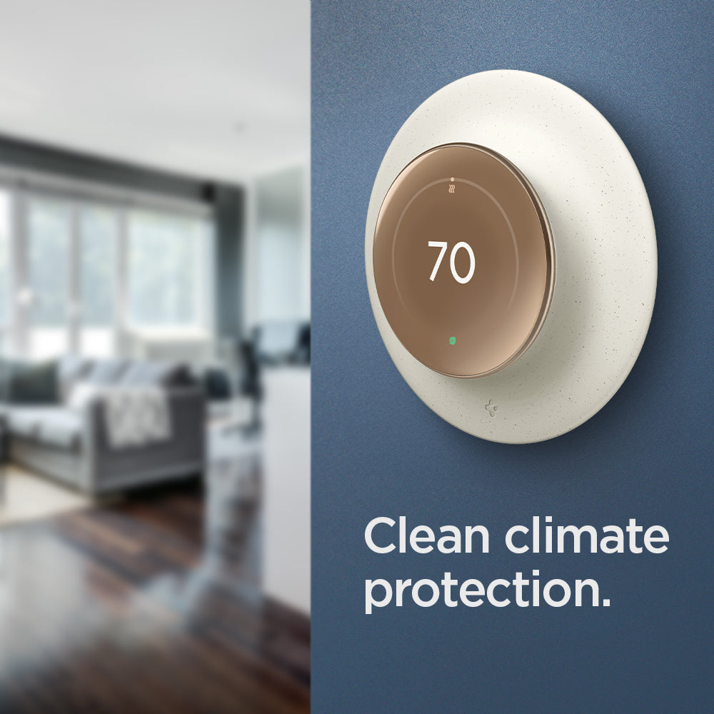 AHP09220 - Google Nest Learning Thermostat 4th Gen Wall Plate in Dune Beige showing the clean climate protection