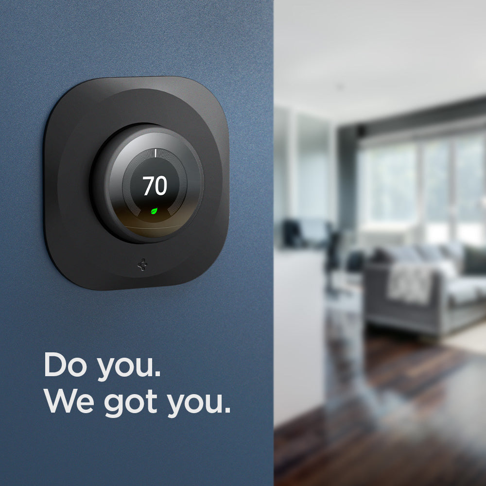 AHP03711 - Google Nest Learning Thermostat 3G Wall Plate in black showing the thermostat mounted to a wall