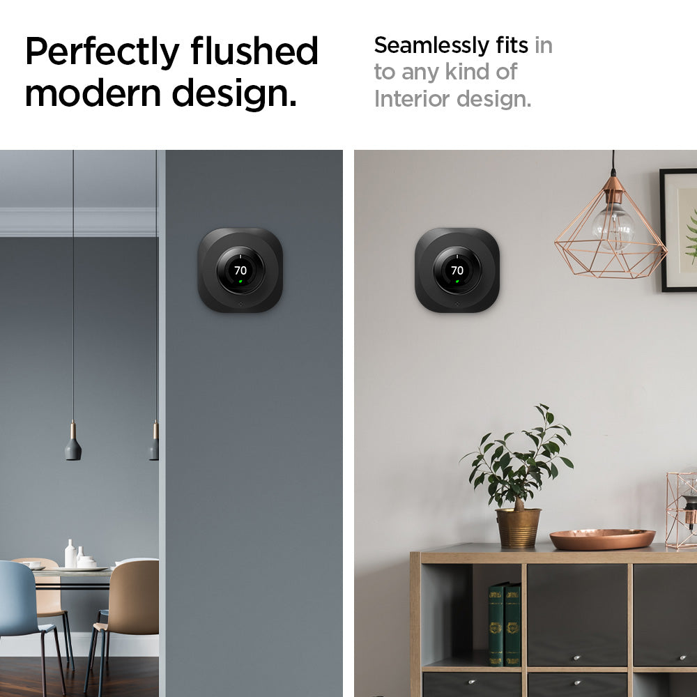 AHP03711 - Google Nest Learning Thermostat 3G Wall Plate in black showing the perfectly flushed modern design. Seamlessly fits in to any kind of interior design